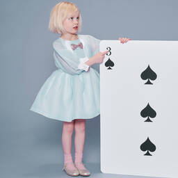 Hucklebones London-Голубое платье из креп-органзы | Childrensalon Outlet