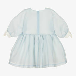 Hucklebones London-Голубое платье из креп-органзы | Childrensalon Outlet