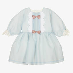 Hucklebones London-Голубое платье из креп-органзы | Childrensalon Outlet