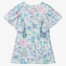 Hucklebones London-Голубое платье-трапеция с цветами | Childrensalon Outlet