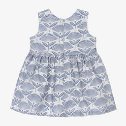 Hucklebones London-Голубое жаккардовое платье с цветочным узором | Childrensalon Outlet