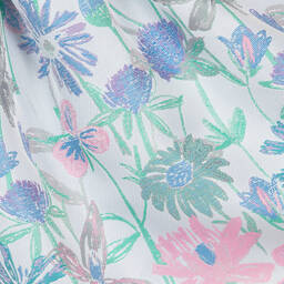 Hucklebones London-Голубое жаккардовое платье с цветочным узором | Childrensalon Outlet