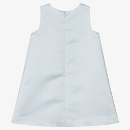 Hucklebones London-Голубое атласное платье с розовым бантом | Childrensalon Outlet