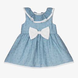 Hucklebones London-Girls Blue & White Dress | Childrensalon Outlet