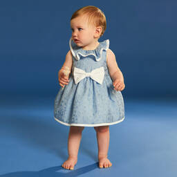 Hucklebones London-Girls Blue & White Dress | Childrensalon Outlet