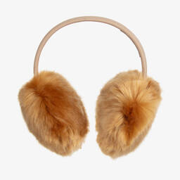 Hucklebones London-Girls Brown Faux Fur Earmuffs | Childrensalon Outlet