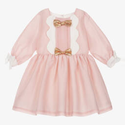Hucklebones London-فستان وردي أنيق للبنات مع فيونكة | Childrensalon Outlet