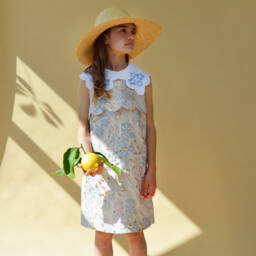 Hucklebones London-Girls Floral Jacquard Collar Ensemble | Childrensalon Outlet