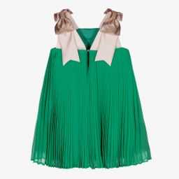 Hucklebones London-Зеленое плиссированное платье для девочек | Childrensalon Outlet