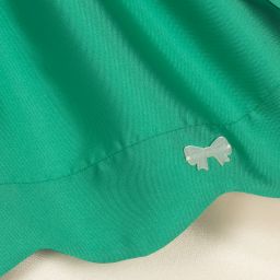 Hucklebones London-Girls Green Satin Bow Dress | Childrensalon Outlet