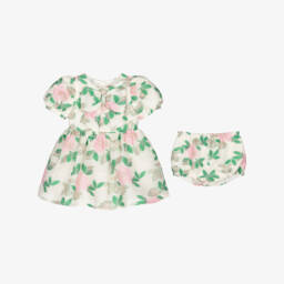 Hucklebones London-Girls Ivory Blossom Jacquard Ensemble | Childrensalon Outlet