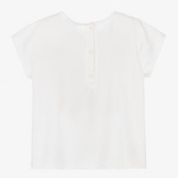 Hucklebones London-Кремовая футболка с оборками для девочек | Childrensalon Outlet