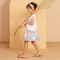 Hucklebones London-Кремовая футболка с оборками для девочек | Childrensalon Outlet