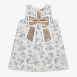 Hucklebones London-Кремовое блестящее платье с цветами для девочек | Childrensalon Outlet