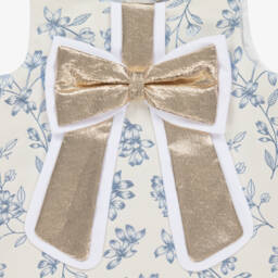 Hucklebones London-Кремовое блестящее платье с цветами для девочек | Childrensalon Outlet