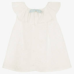 Hucklebones London-Girls Ivory Viscose Ruffle Blouse | Childrensalon Outlet