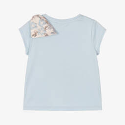 Hucklebones London-Girls Jacquard Bow Blue Tee | Childrensalon Outlet