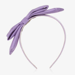 Hucklebones London-طوق رأس ساتان بلون الخزامى للبنات مع فيونكة | Childrensalon Outlet