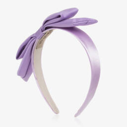 Hucklebones London-طوق رأس ساتان بلون الخزامى للبنات مع فيونكة | Childrensalon Outlet