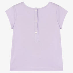 Hucklebones London-Сиреневая хлопковая футболка с бантом из модала | Childrensalon Outlet