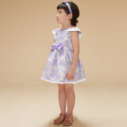 Hucklebones London-Сиреневое жаккардовое платье с цветочным узором | Childrensalon Outlet