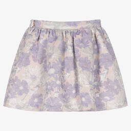 Hucklebones London-Сиреневая жаккардовая юбка с цветочным узором | Childrensalon Outlet