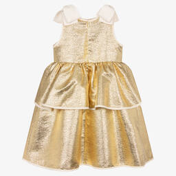 Hucklebones London-Платье цвета золотистый металлик из ламе | Childrensalon Outlet