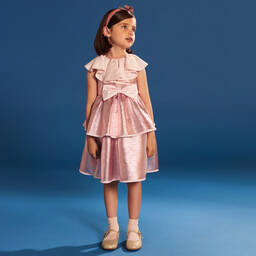 Hucklebones London-Платье цвета розовый металлик для девочек | Childrensalon Outlet