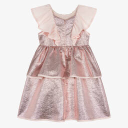 Hucklebones London-Платье цвета розовый металлик для девочек | Childrensalon Outlet