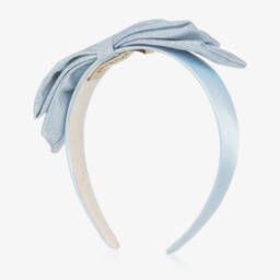 Hucklebones London-Girls Metallic Sapphire Bow Headband | Childrensalon Outlet