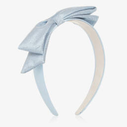 Hucklebones London-Girls Metallic Sapphire Bow Headband | Childrensalon Outlet