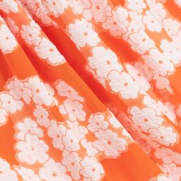 orange and white floral dress