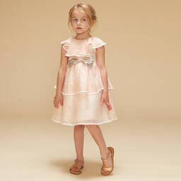 Hucklebones London-Girls Pale Pink Organza Dress | Childrensalon Outlet