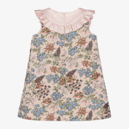 Hucklebones London-Платье с бантом из розового жаккарда для девочек | Childrensalon Outlet