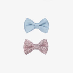 Hucklebones London-Girls Pink & Blue Bow Clips Duo | Childrensalon Outlet