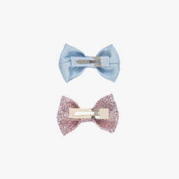 Hucklebones London-Girls Pink & Blue Bow Clips Duo | Childrensalon Outlet