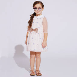 Hucklebones London-Girls Pink Organza Dress | Childrensalon Outlet