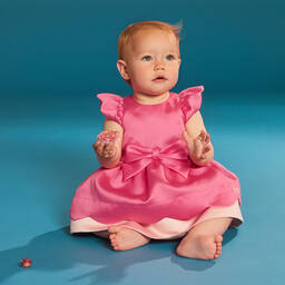 Hucklebones London-Girls Pink Satin Dress | Childrensalon Outlet