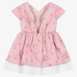 Hucklebones London-Girls Pink Satin Jacquard Dress | Childrensalon Outlet