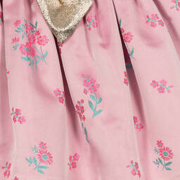 Hucklebones London-Girls Pink Satin Jacquard Dress | Childrensalon Outlet