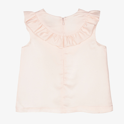 Hucklebones London-Розовая атласная блузка с оборкой для девочек | Childrensalon Outlet