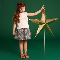 Hucklebones London-Розовая атласная блузка с оборкой для девочек | Childrensalon Outlet