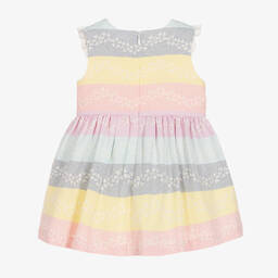 Hucklebones London-Girls Pink Striped Jacquard Dress | Childrensalon Outlet