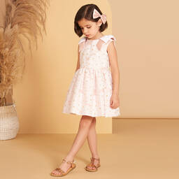 Hucklebones London-Розово-белое платье с ромашками для девочек | Childrensalon Outlet
