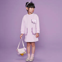Hucklebones London-Фиолетовое хлопковое платье-свитшот | Childrensalon Outlet