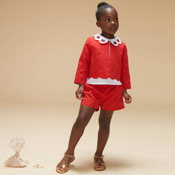 Hucklebones London-Girls Red Twill Smart Jacket | Childrensalon Outlet