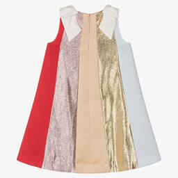 Hucklebones London-Атласное платье-трапеция радужной расцветки | Childrensalon Outlet