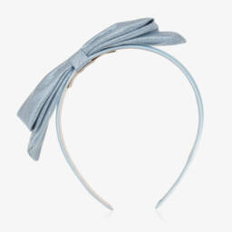 Hucklebones London-طوق شعر ساتان للبنات بلون السماء مع فيونكة | Childrensalon Outlet