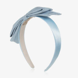 Hucklebones London-طوق شعر ساتان للبنات بلون السماء مع فيونكة | Childrensalon Outlet