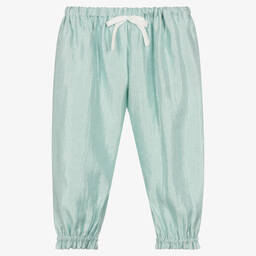 Hucklebones London-Голубые переливающиеся брюки с манжетами | Childrensalon Outlet